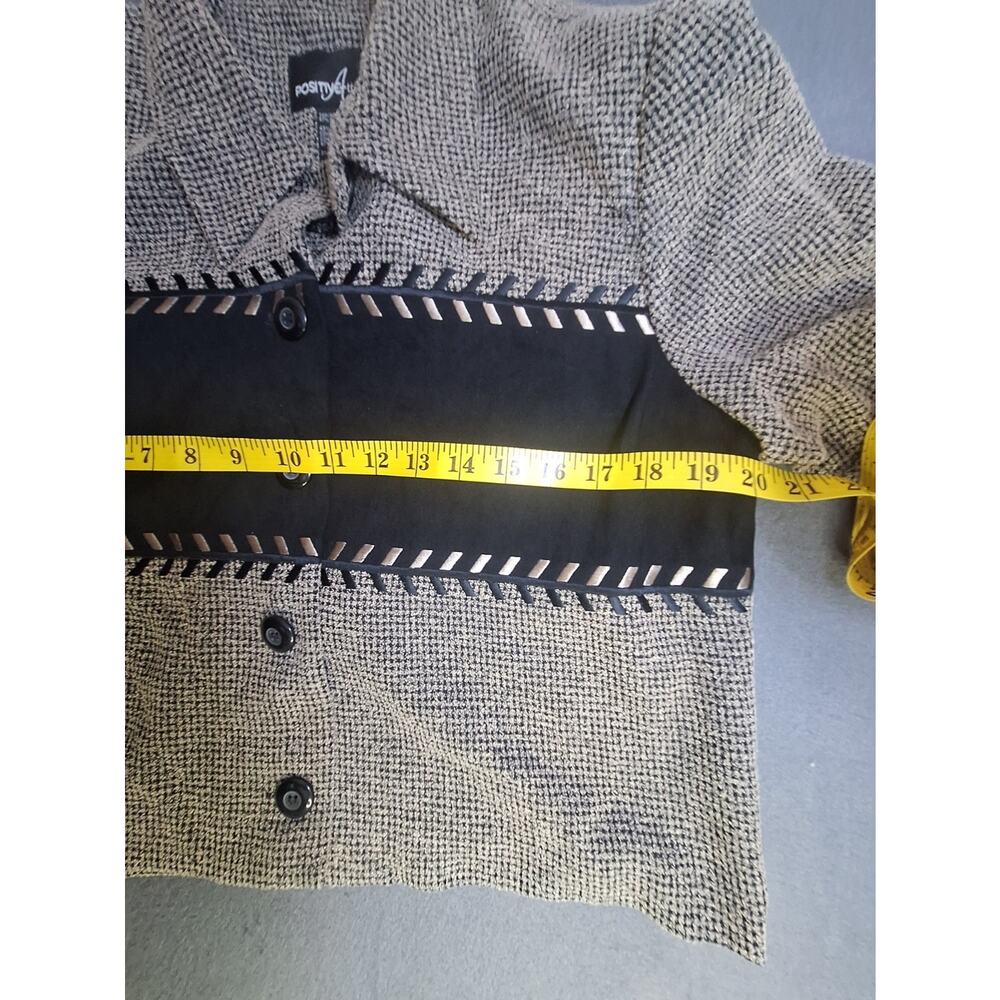 VTG Positive Attitude 2PC Beige Tweed Jacket Black Pants Pants Suit Size 12 - Picture 5 of 13